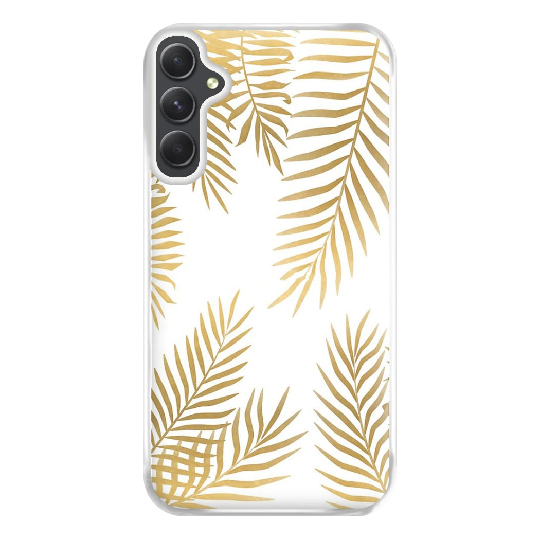 Gold Palm Leaf Pattern Phone Case for Galaxy A14