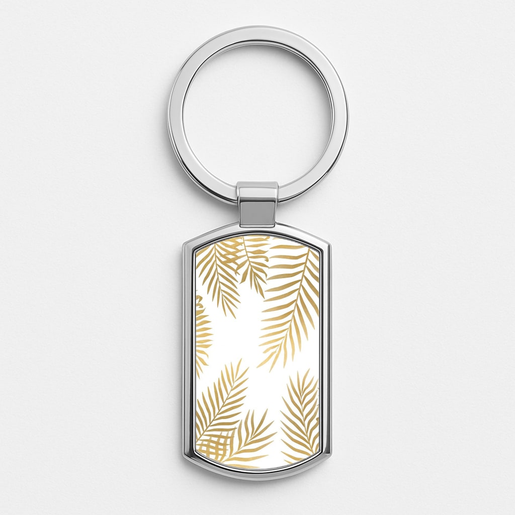 Gold Palm Leaf Pattern Luxury Keyring