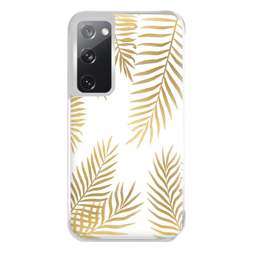 Gold Palm Leaf Pattern Phone Case for Galaxy S20FE