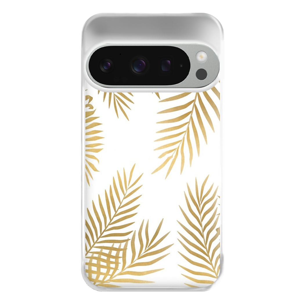 Gold Palm Leaf Pattern Phone Case for Google Pixel 9 Pro XL