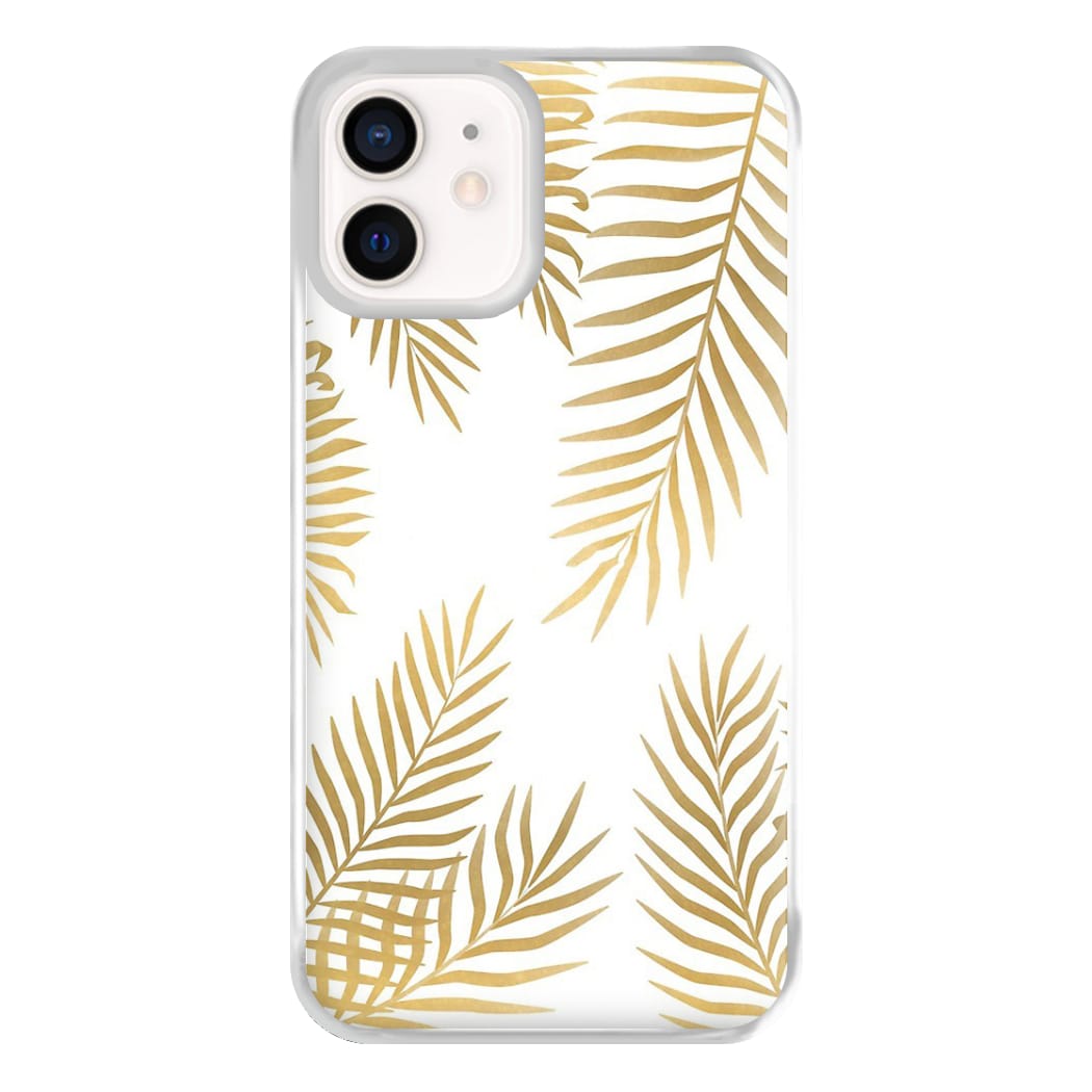 Gold Palm Leaf Pattern Phone Case for iPhone 13 Mini