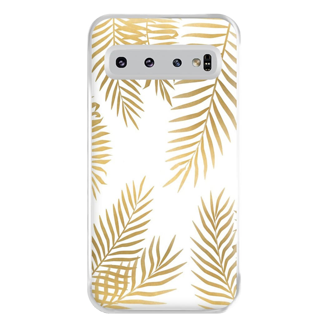 Gold Palm Leaf Pattern Phone Case for Galaxy S10 Plus