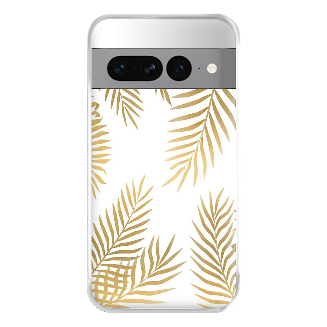 Gold Palm Leaf Pattern Phone Case for Google Pixel 7 Pro