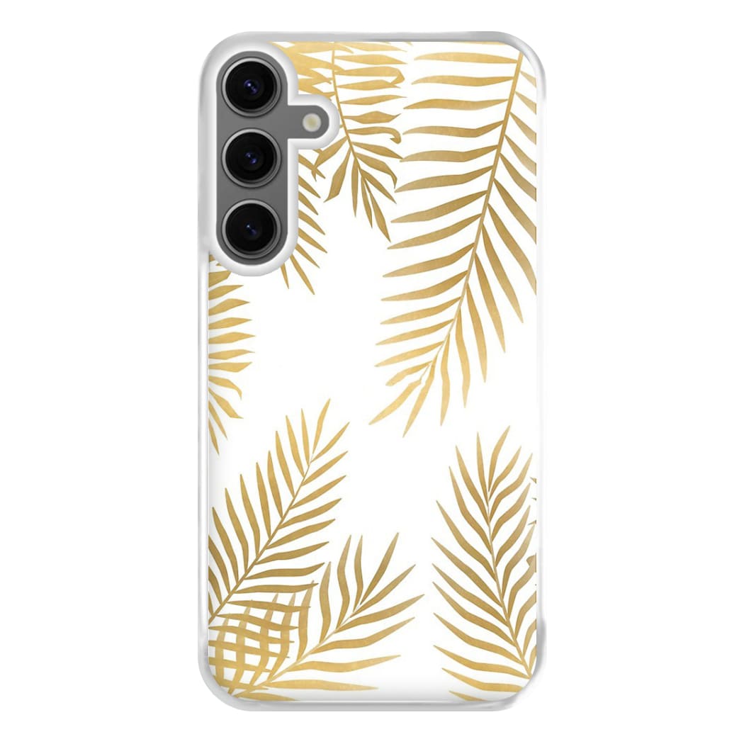 Gold Palm Leaf Pattern Phone Case for Galaxy S24FE