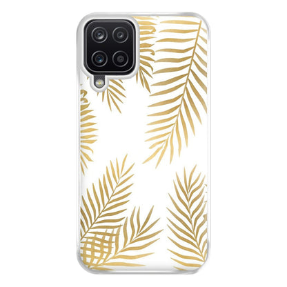 Gold Palm Leaf Pattern Phone Case for Galaxy A12