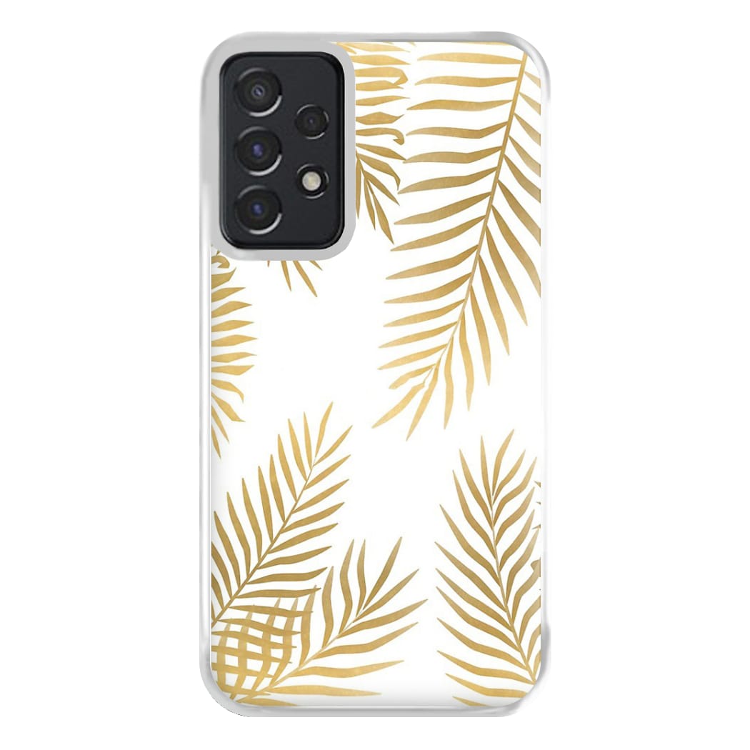 Gold Palm Leaf Pattern Phone Case for Galaxy A52 / A52s