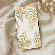 Gold Palm Leaf Pattern Flip Wallet Phone Case 5