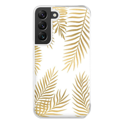 Gold Palm Leaf Pattern Phone Case for Galaxy S22 Plus