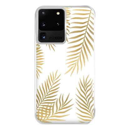 Gold Palm Leaf Pattern Phone Case for Galaxy S20 Ultra