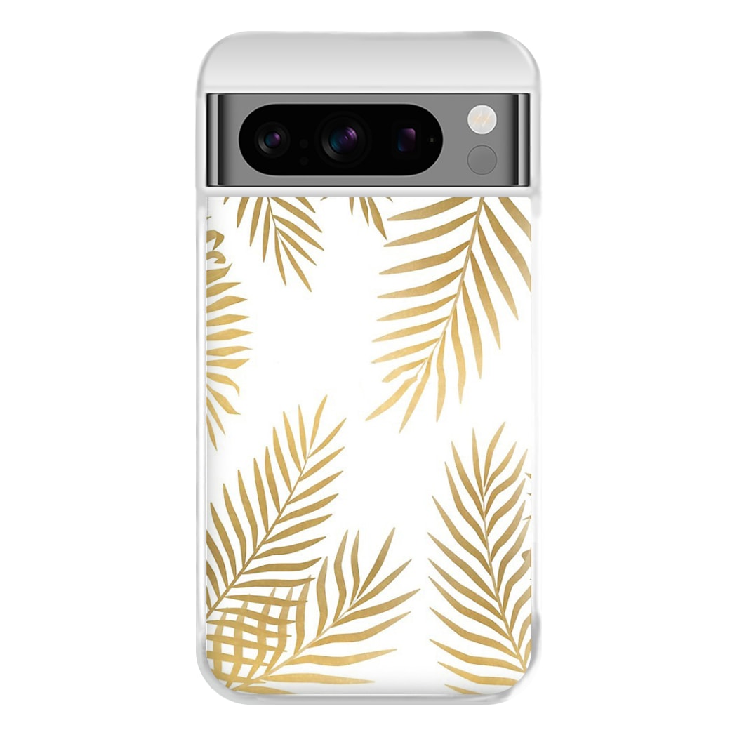 Gold Palm Leaf Pattern Phone Case for Google Pixel 8 Pro