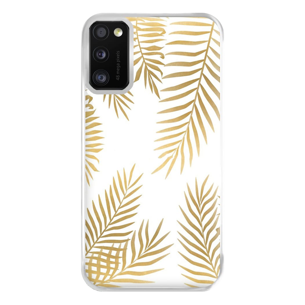 Gold Palm Leaf Pattern Phone Case for Galaxy A41