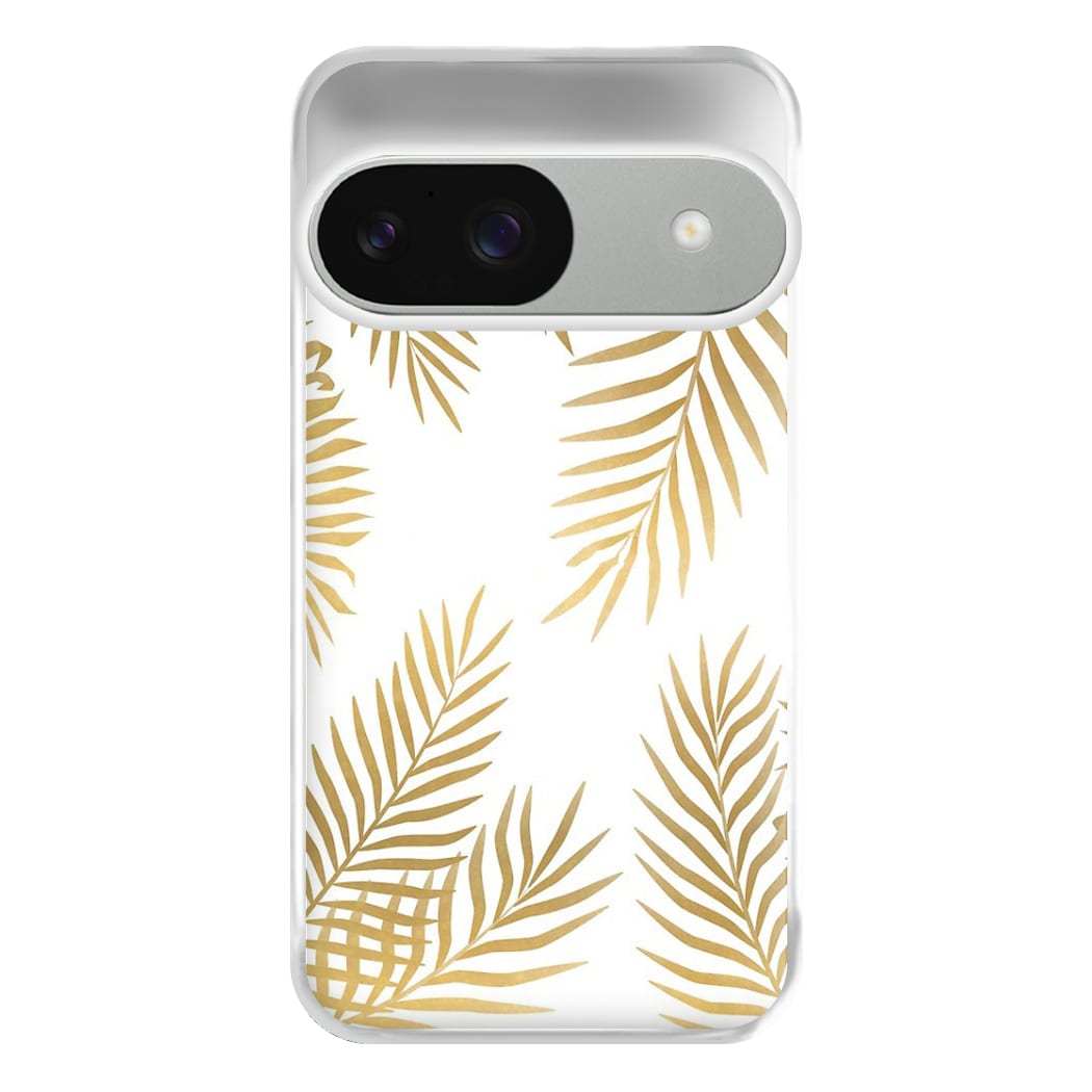 Gold Palm Leaf Pattern Phone Case for Google Pixel 9 / 9 Pro