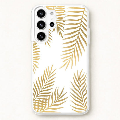 Gold Palm Leaf Pattern Phone Case for Galaxy S26 Ultra
