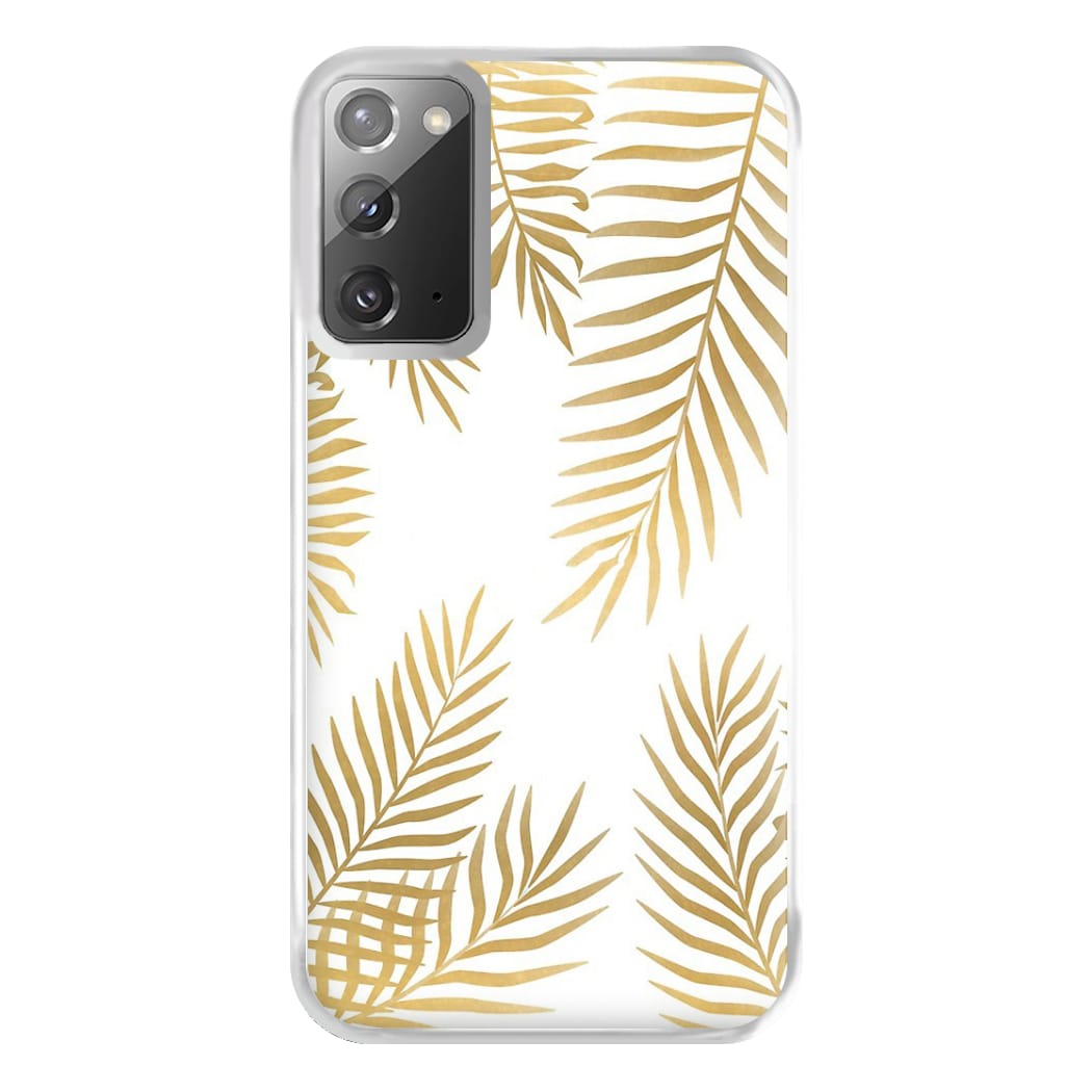 Gold Palm Leaf Pattern Phone Case for Galaxy Note 20 Ultra