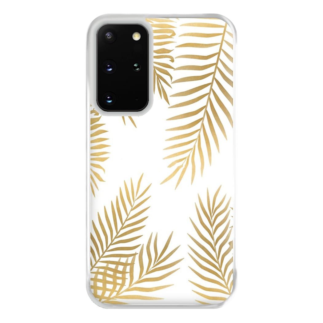 Gold Palm Leaf Pattern Phone Case for Galaxy S20 Plus