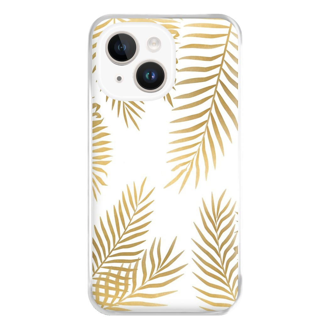 Gold Palm Leaf Pattern Phone Case for iPhone 14 Plus