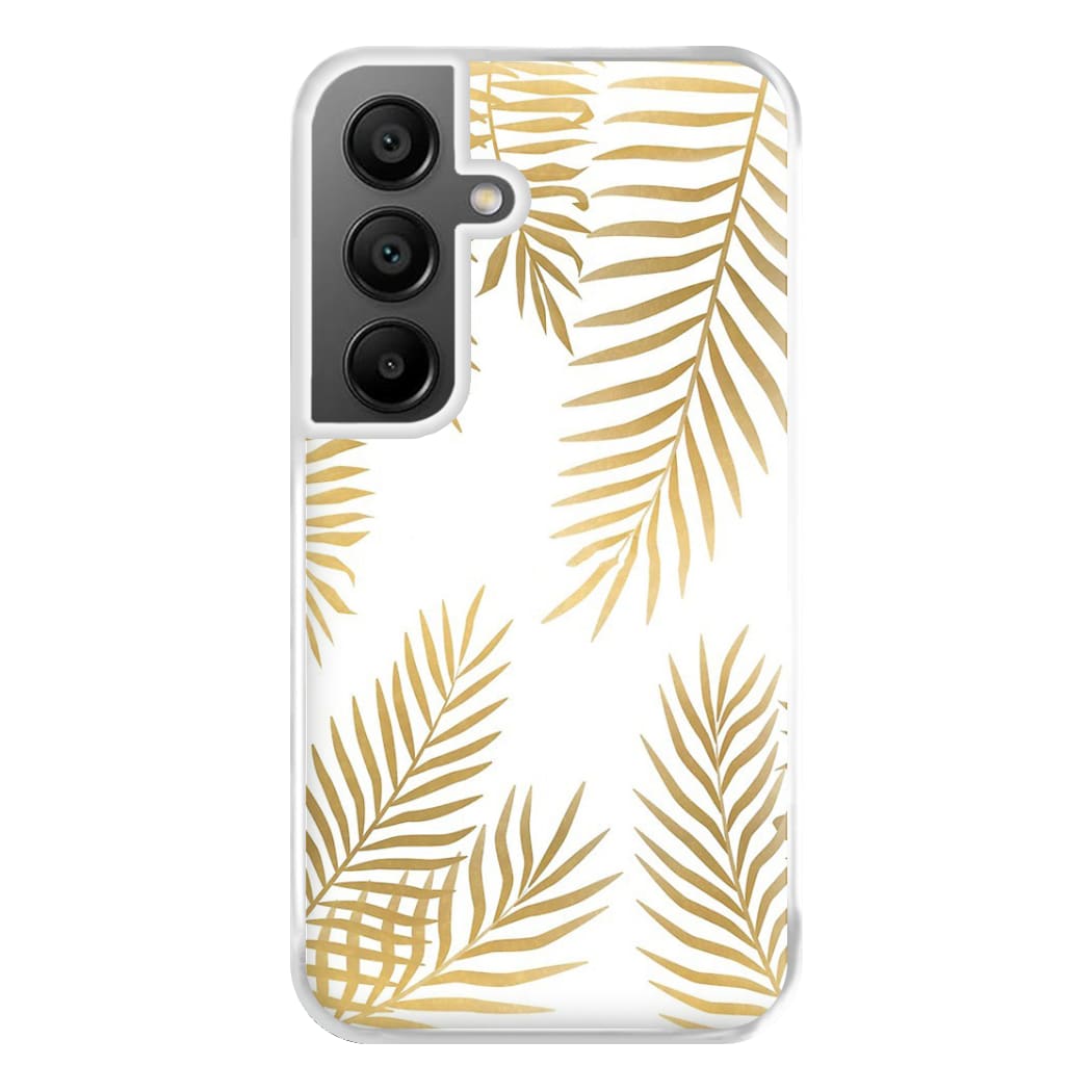 Gold Palm Leaf Pattern Phone Case for Galaxy A55