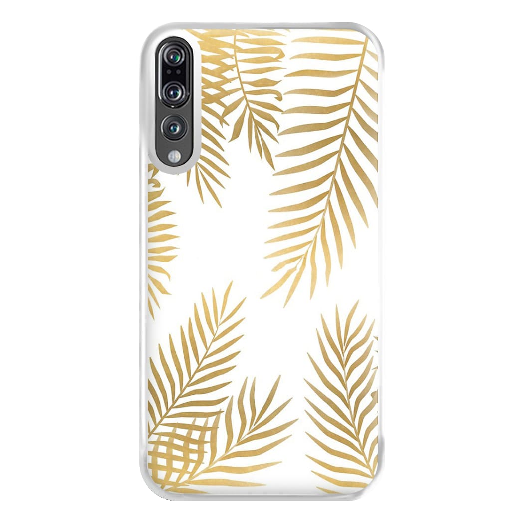 Gold Palm Leaf Pattern Phone Case for Huawei P20 Pro