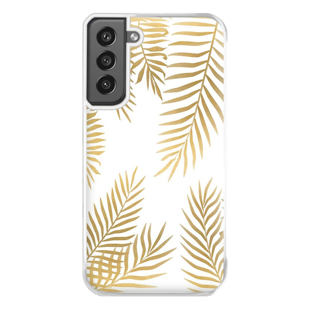 Gold Palm Leaf Pattern Phone Case for Galaxy S21FE