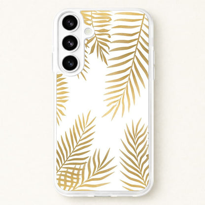 Gold Palm Leaf Pattern Phone Case for Galaxy S26 Plus