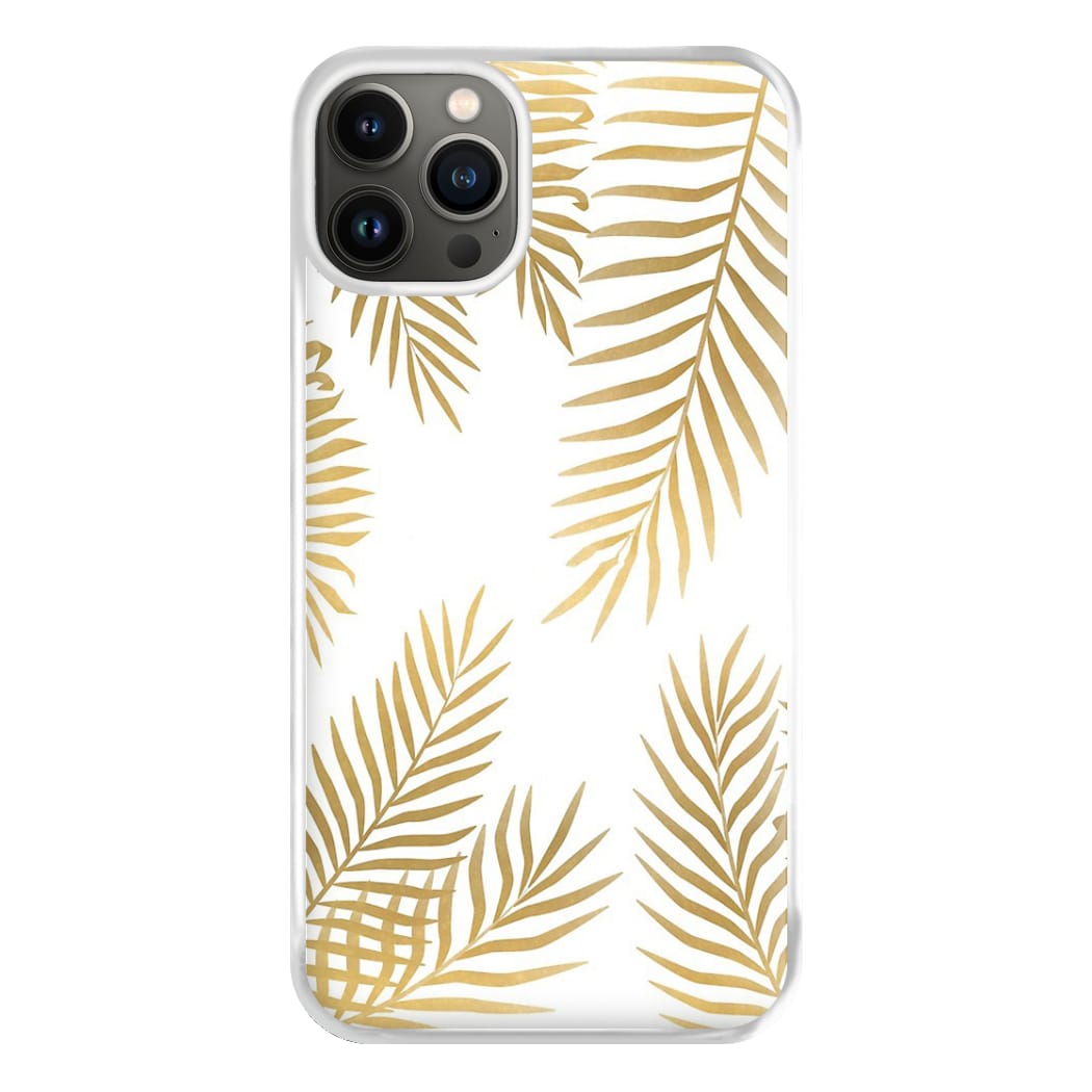 Gold Palm Leaf Pattern Phone Case for iPhone 13