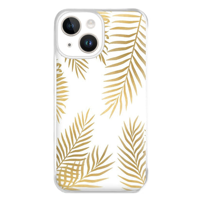 Gold Palm Leaf Pattern Phone Case for iPhone 14