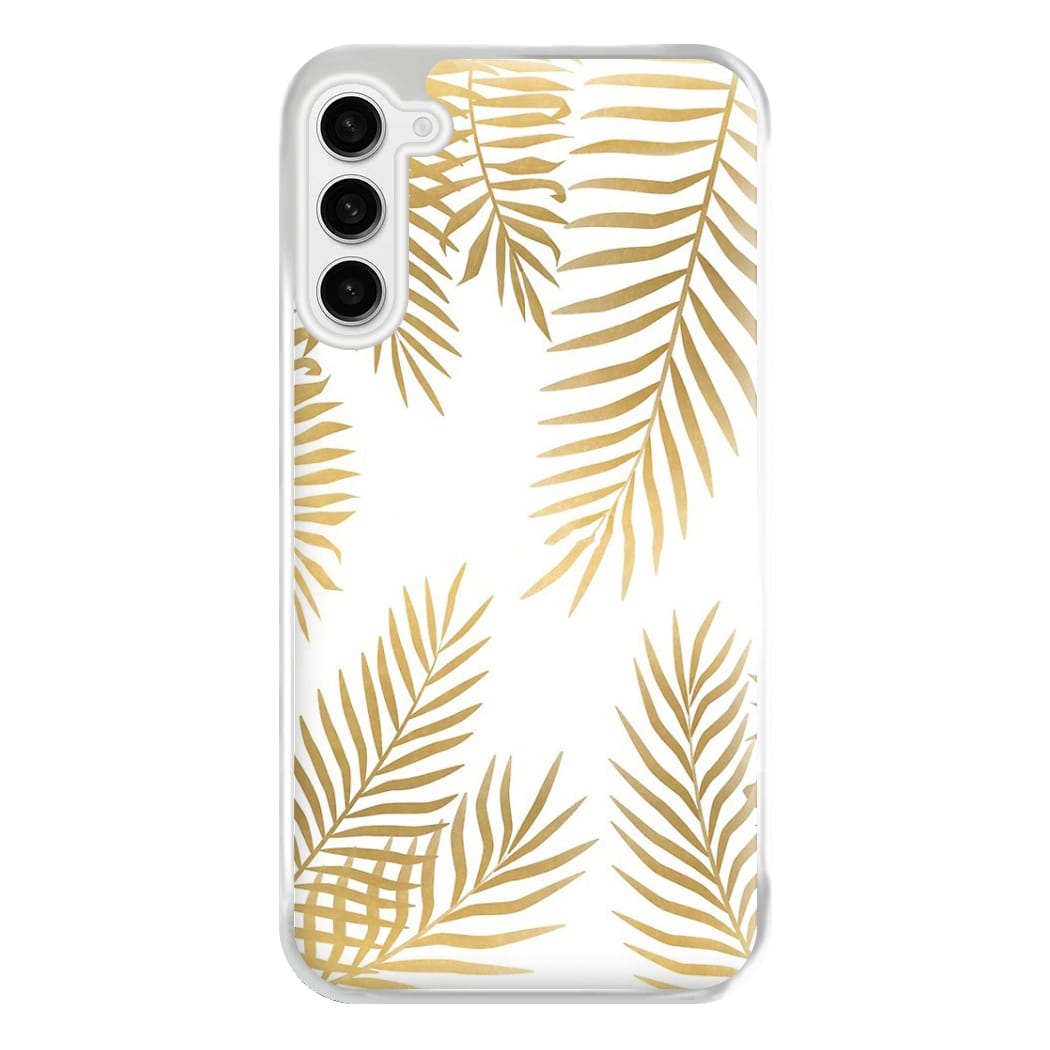 Gold Palm Leaf Pattern Phone Case for Galaxy S23FE