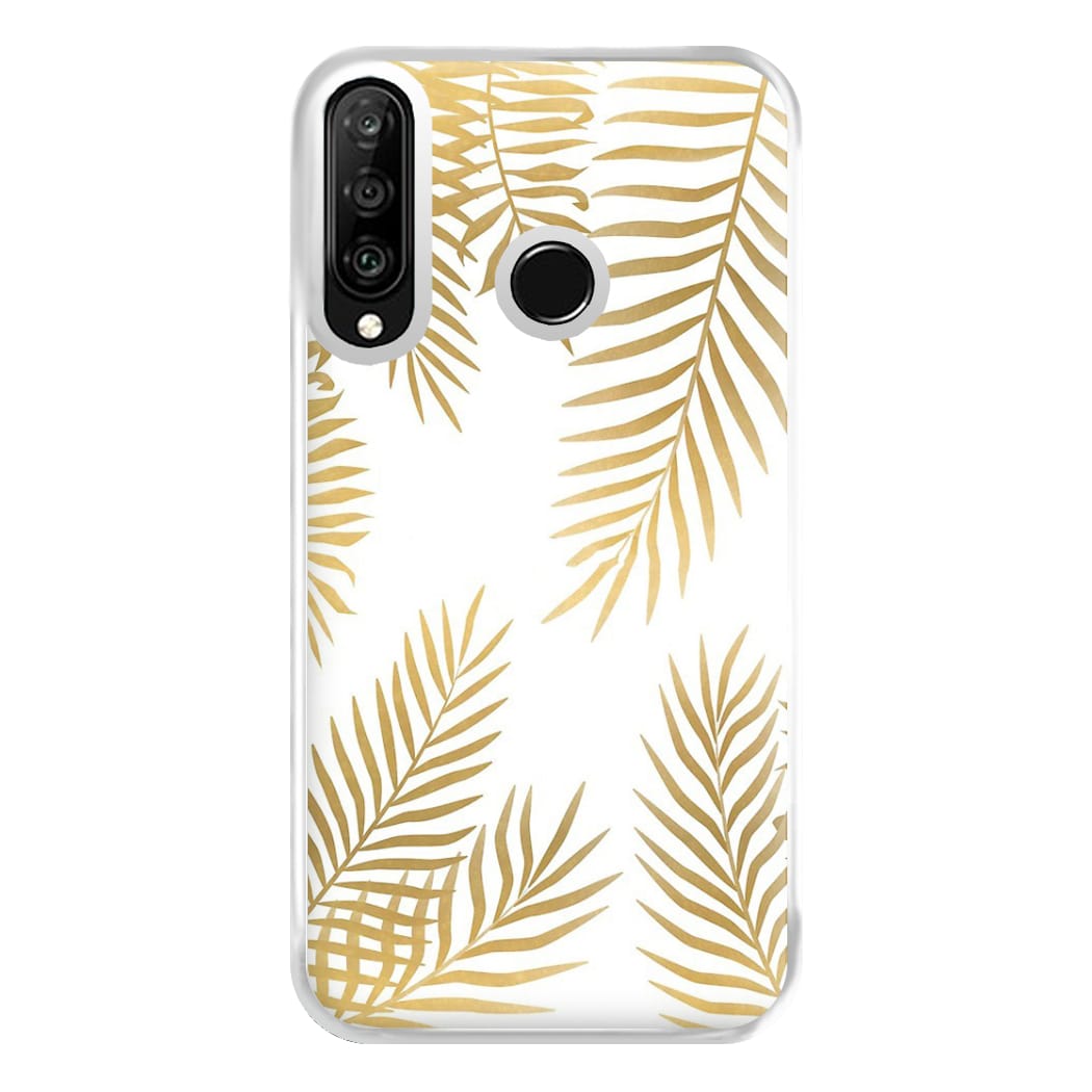 Gold Palm Leaf Pattern Phone Case for Huawei P30 Lite