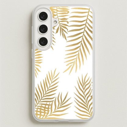 Gold Palm Leaf Pattern Phone Case for Galaxy S25FE