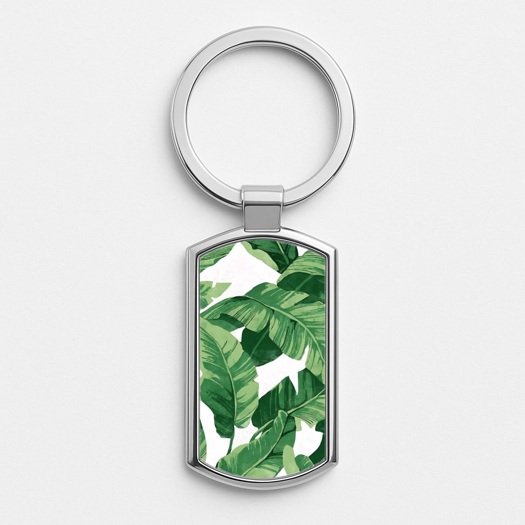 Tropical Banana Leaf Pattern Luxury Keyring