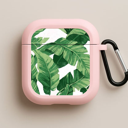 Tropical Banana Leaf Pattern Pink AirPods Case