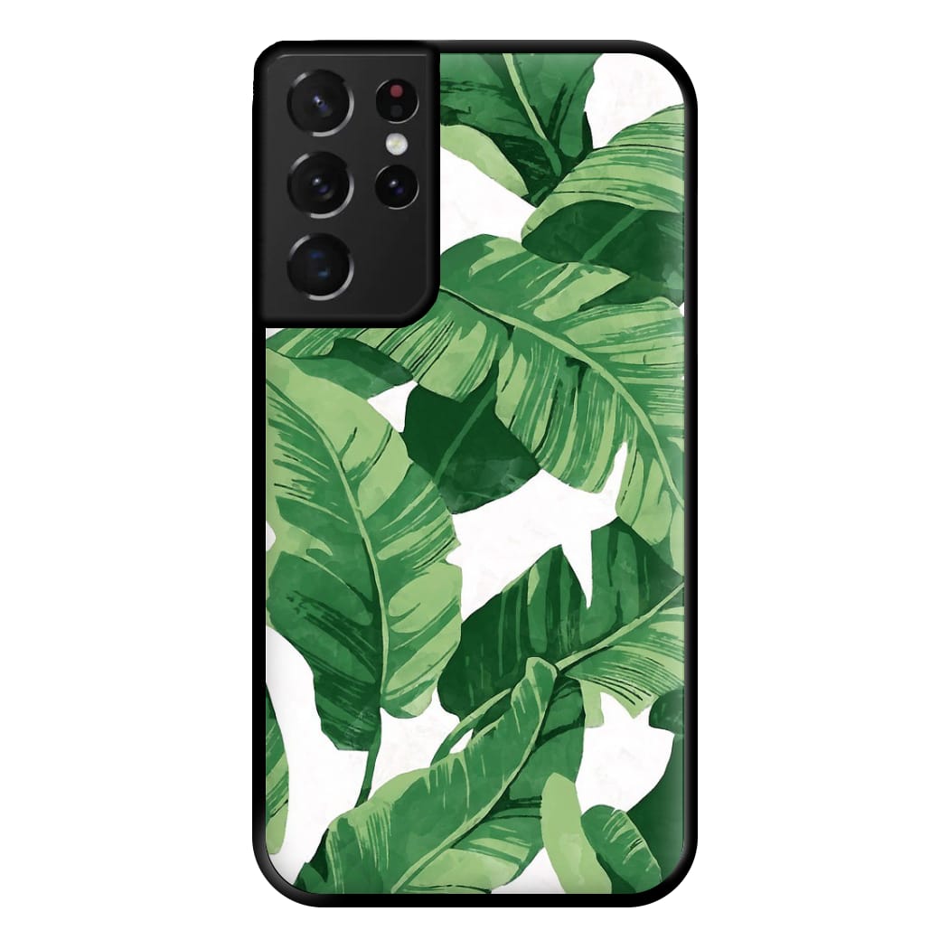 Tropical Banana Leaf Pattern Phone Case for Galaxy S21 Ultra