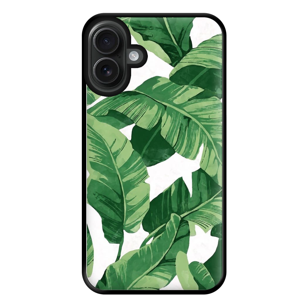 Tropical Banana Leaf Pattern Phone Case for iPhone 16 Plus