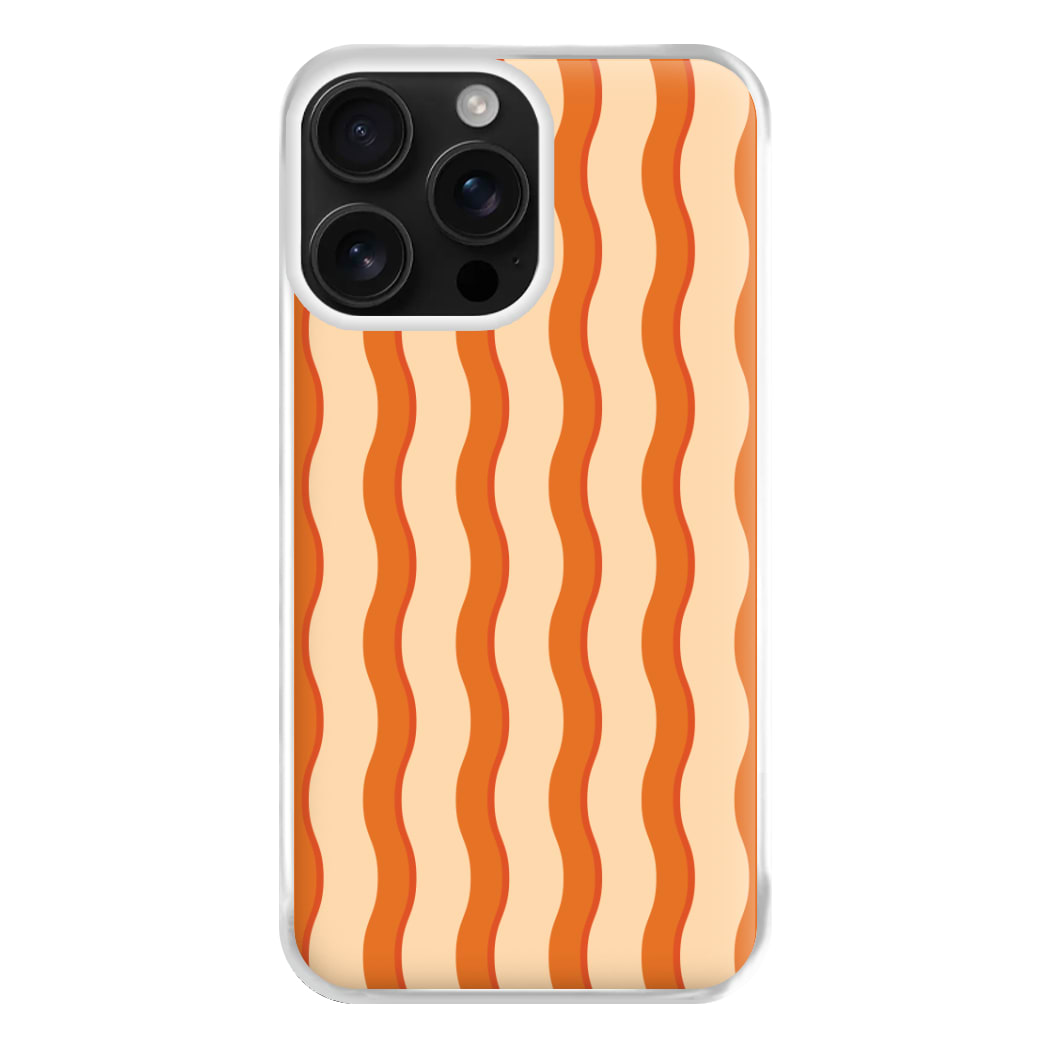 Orange Wavy Stripes Pattern Phone Case for iPhone 16 Pro Max