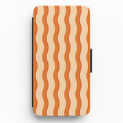 Orange Wavy Stripes Pattern Flip / Wallet Phone Case 1