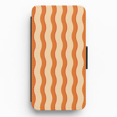 Orange Wavy Stripes Pattern Flip / Wallet Phone Case