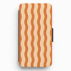 Orange Wavy Stripes Pattern Flip / Wallet Phone Case