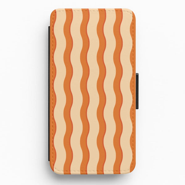 Orange Wavy Stripes Pattern Flip / Wallet Phone Case