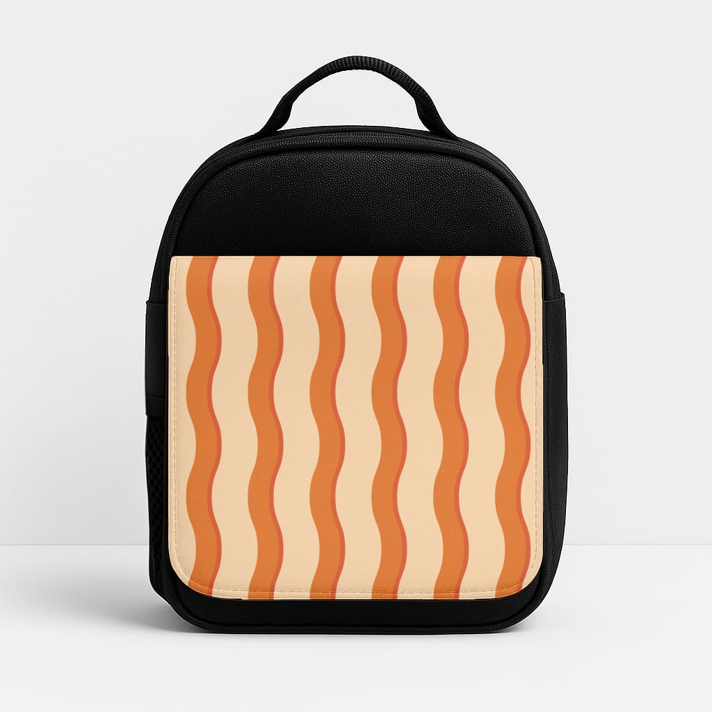 Orange Wavy Stripes Pattern Insulated Lunchbox
