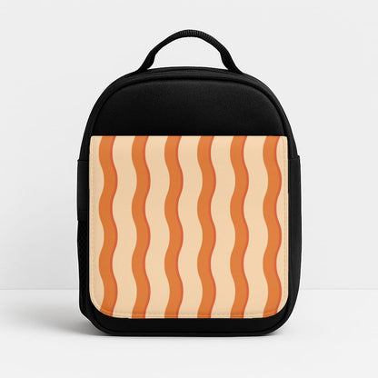 Orange Wavy Stripes Pattern Insulated Lunchbox