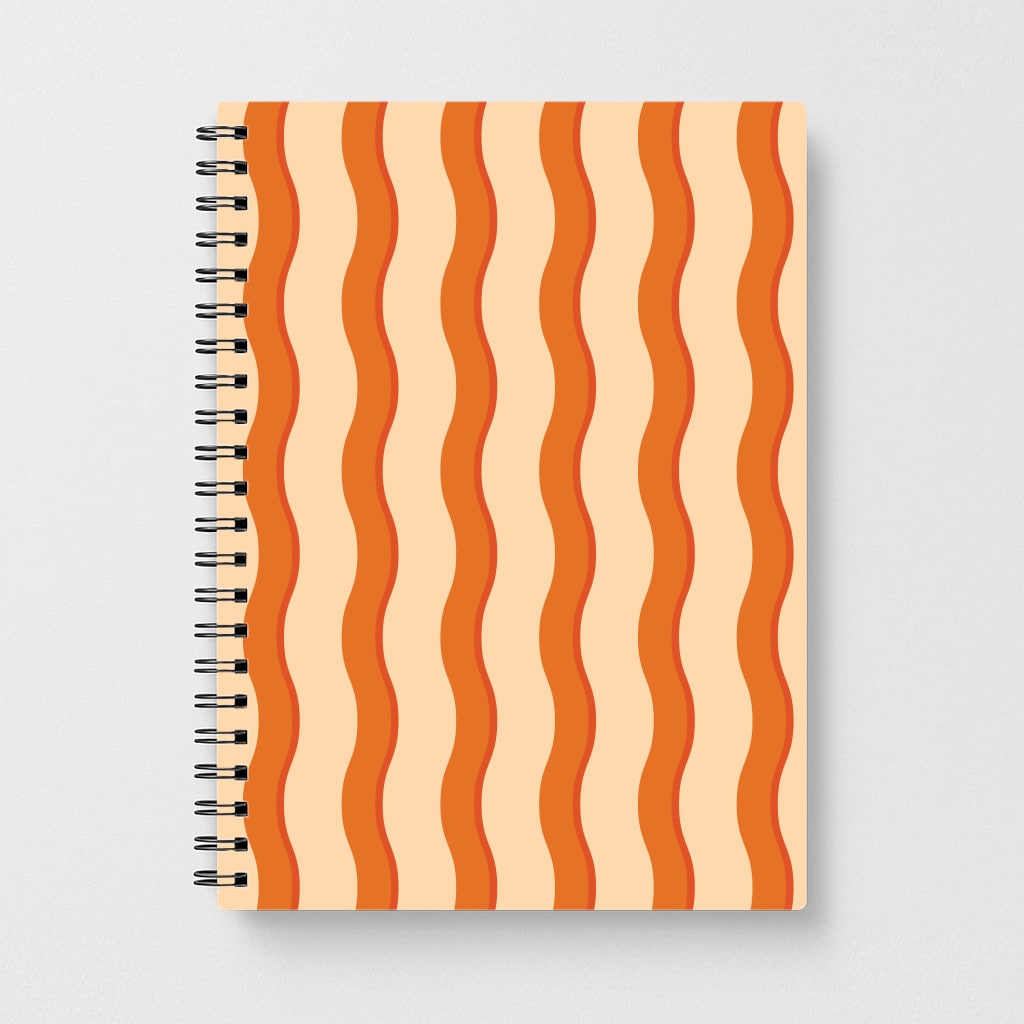 Orange Wavy Stripes Pattern Notebook