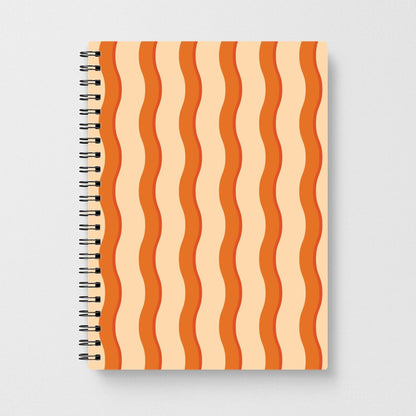 Orange Wavy Stripes Pattern Notebook