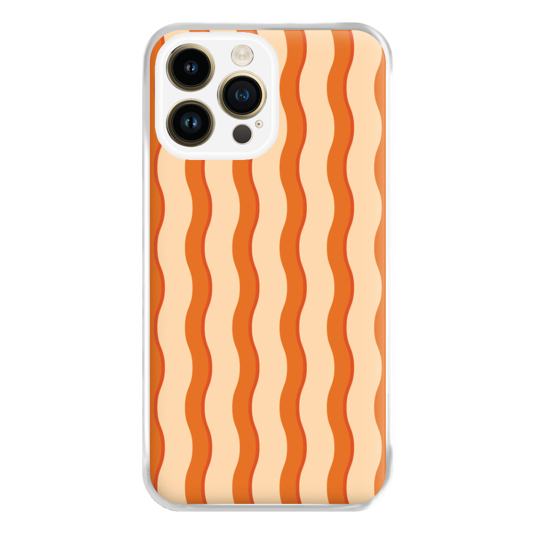 Orange Wavy Stripes Pattern Phone Case for iPhone 14 Pro Max