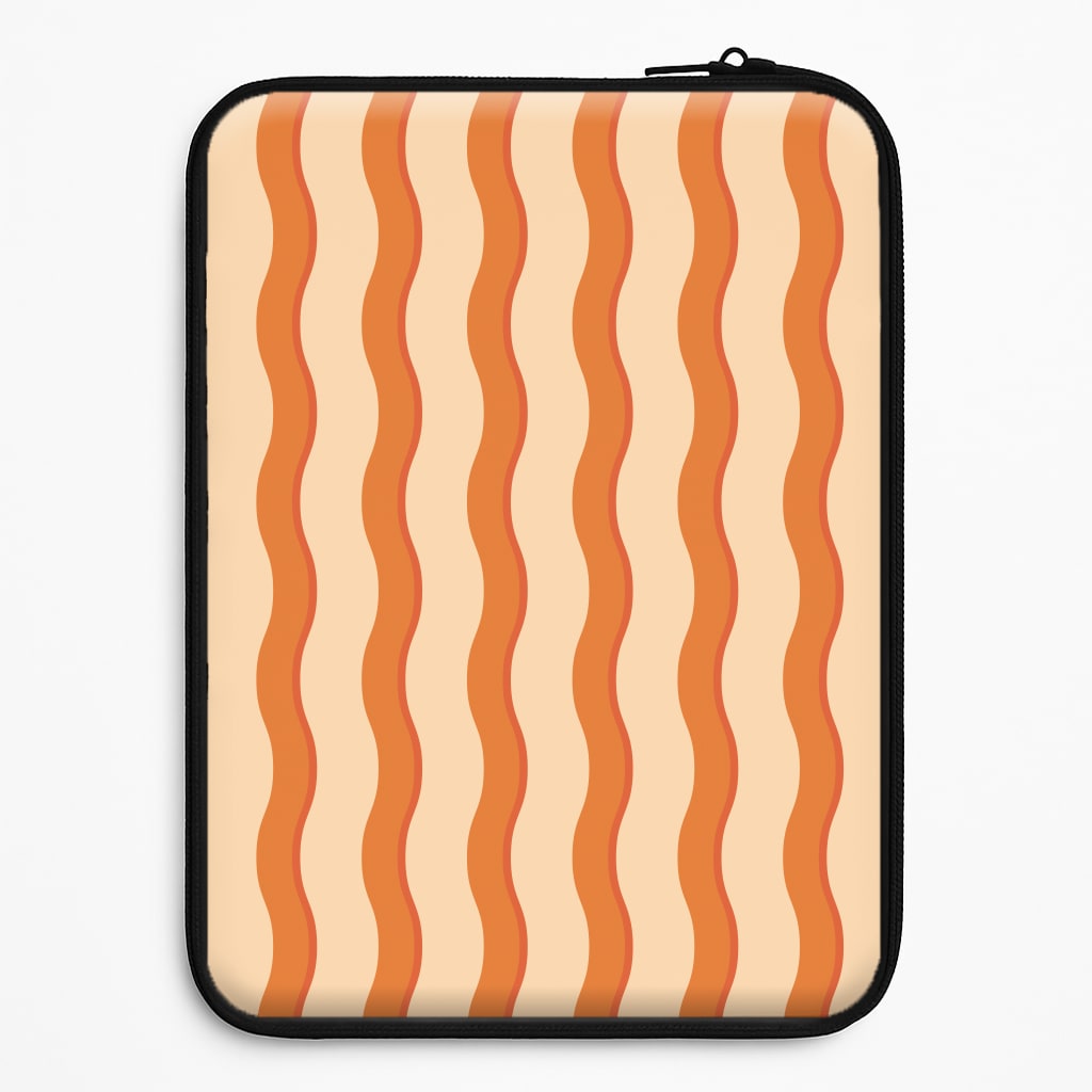 Orange Wavy Stripes Pattern Universal Laptop Sleeve