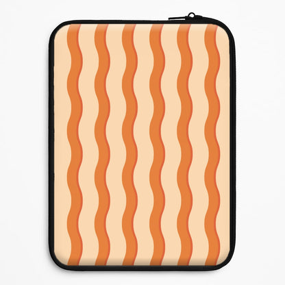Orange Wavy Stripes Pattern Universal Laptop Sleeve