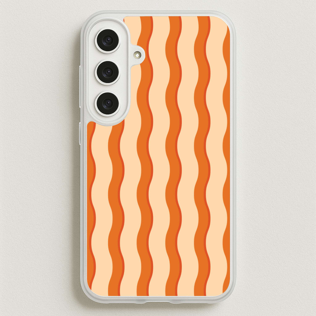 Orange Wavy Stripes Pattern Phone Case for Galaxy S25FE