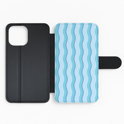 Blue Wavy Stripes Pattern Flip Phone Case