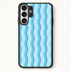 Blue Wavy Stripes Pattern Phone Case for Galaxy S26 Ultra