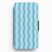 Blue Wavy Stripes Pattern Flip / Wallet Phone Case 1