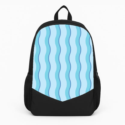 Blue Wavy Stripes Pattern Large Backpack